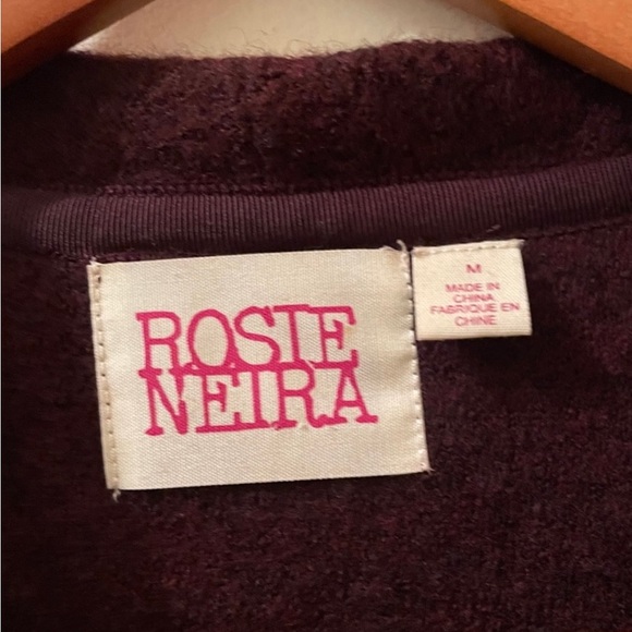 Rosie Neira shawl collar wool jacket w/waist tie burgundy - Picture 7 of 8